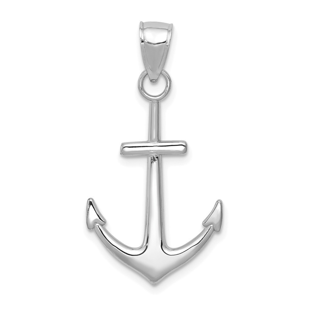 14K White Gold Nautical Gold Nautical Anchor Small Necklace Charm Pendant